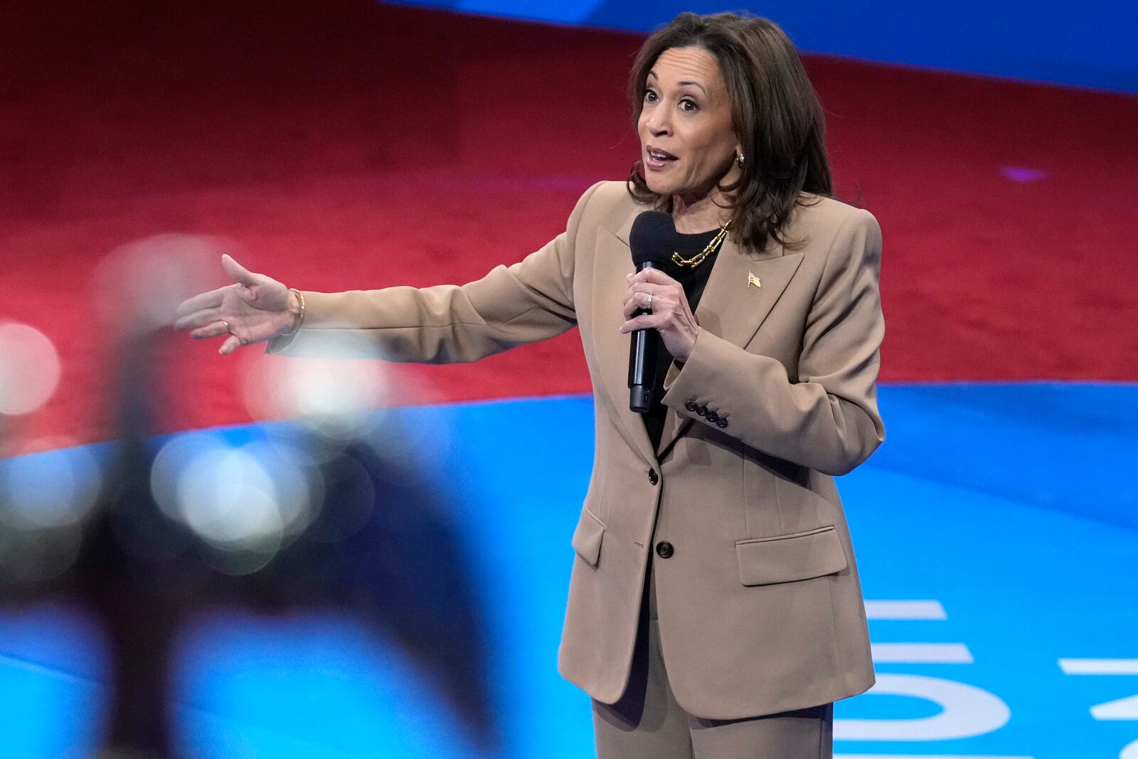 Democratic presidential nominee Vice President Kamala Harris speaks during a Town Hall event hosted by Univision, Thursday, Oct. 10, 2024, at the University of Nevada Las Vegas. (AP Photo/Jacquelyn Martin)