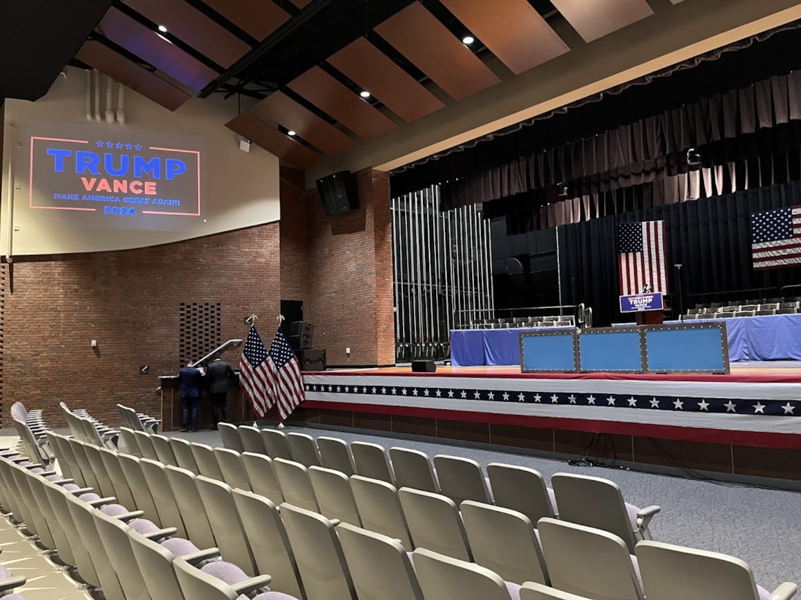 The Middletown High School auditorium early Monday. THOMAS GNAU/STAFF