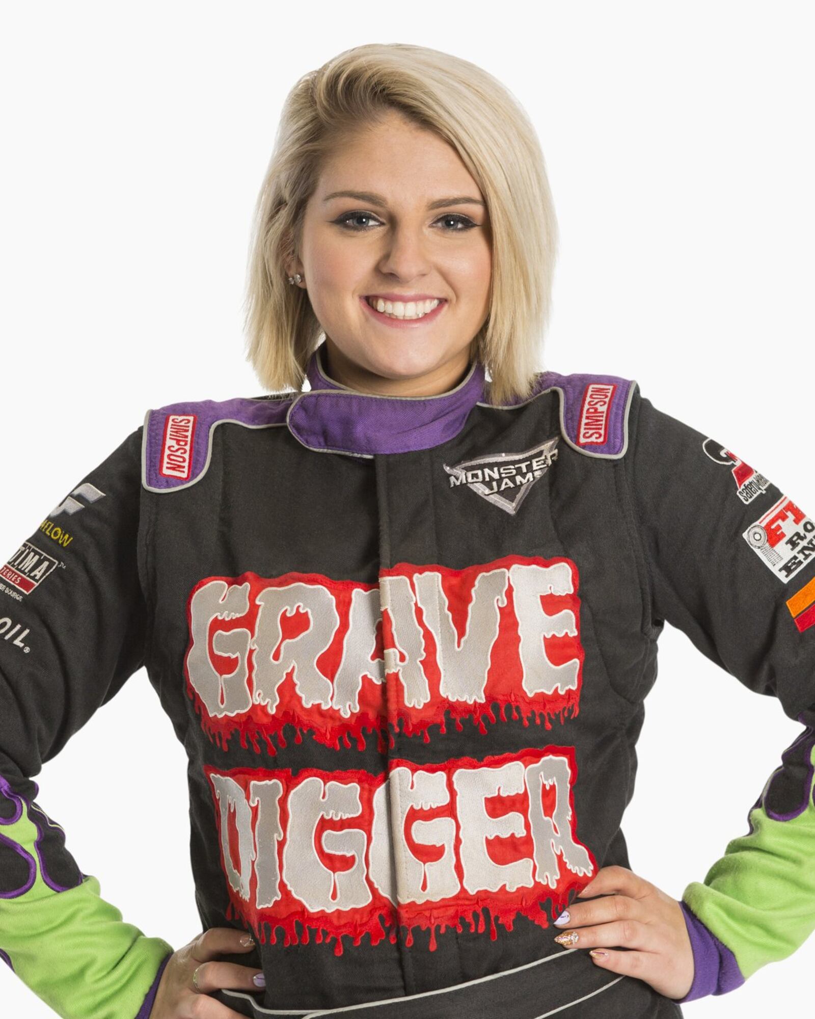 Krysten Anderson is the first female driver of fan-favorite Grave Digger. Grave Digger is just one of the high-flying trucks that will race into the Nutter Center for three Monster Jam shows Nov. 23-24. CONTRIBUTED