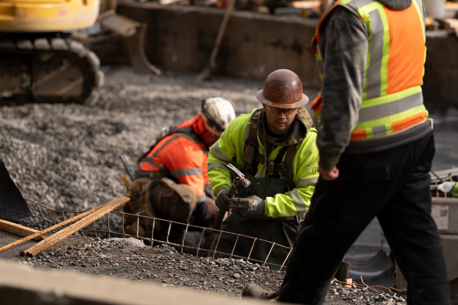 Construction continues on Stark Street Bridge on Thursday, Feb. 6, 2025, in Troutdale, Ore. (AP Photo/Jenny Kane)