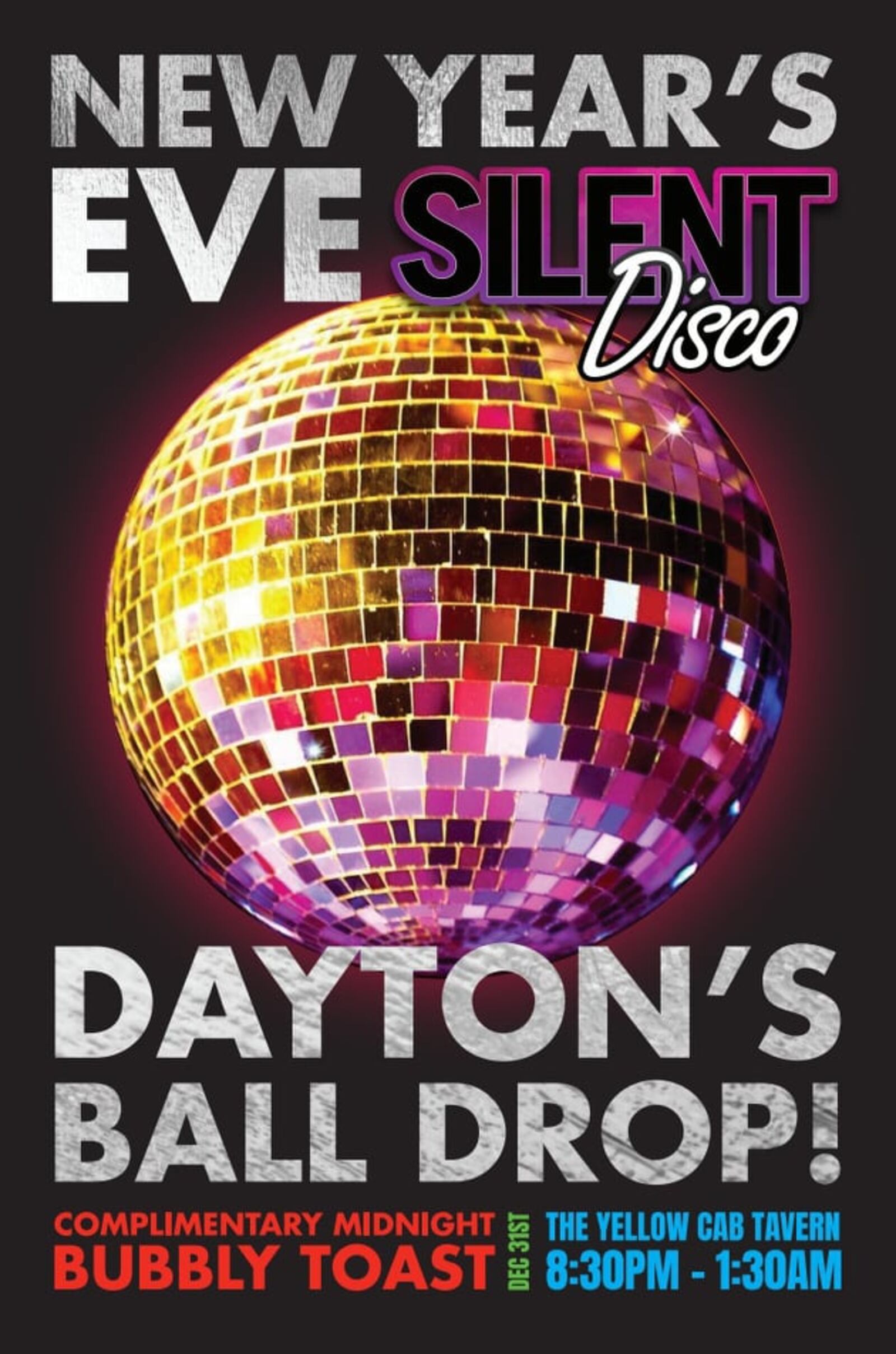 Welcome in 2022 as the Yellow Cab Tavern hosts the 4th annual “Dayton’s Rockin NYE Ball Drop” with a Silent Disco. This Time’s Square-style New Year’s Eve ball drop is the local version of the Big Apple’s iconic celebration.