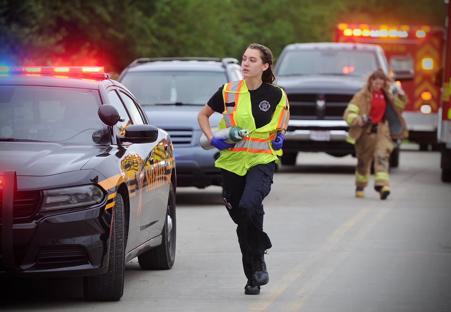 PHOTOS: Head-on crash sends two to hospital in Clark County