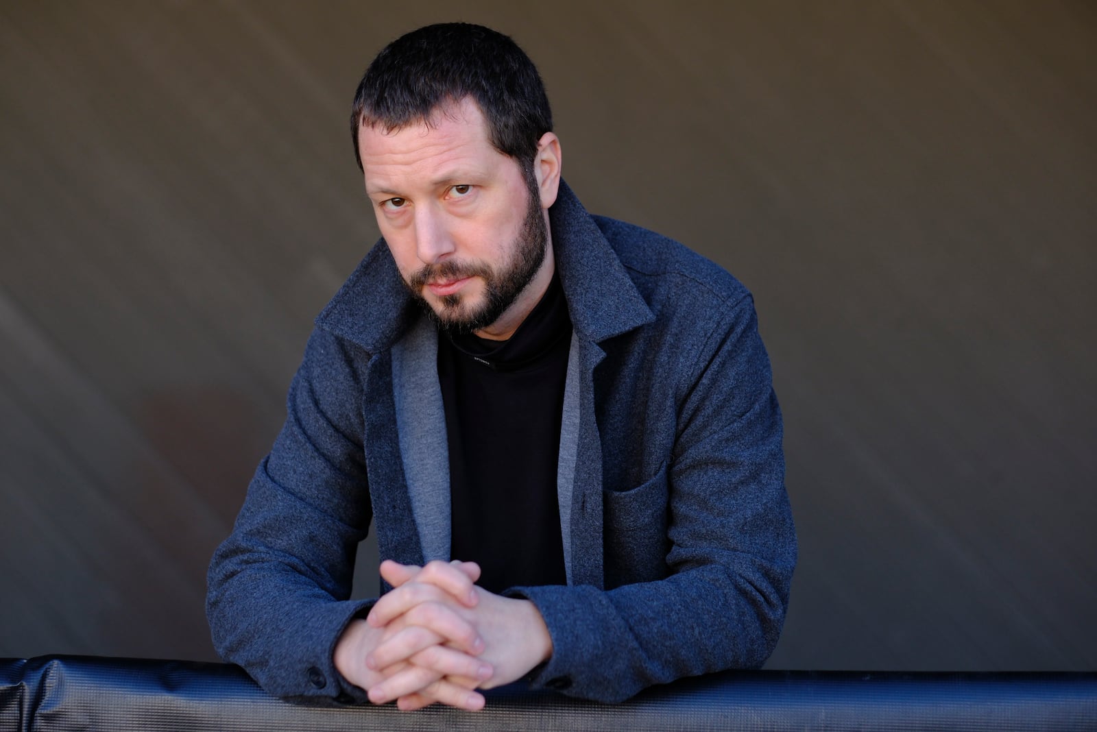 Mstyslav Chernov, director of the documentary film "2000 Meters to Andriivka," poses for a portrait during the Sundance Film Festival on Thursday, Jan. 23, 2025, in Park City, Utah. (AP Photo/Chris Pizzello)