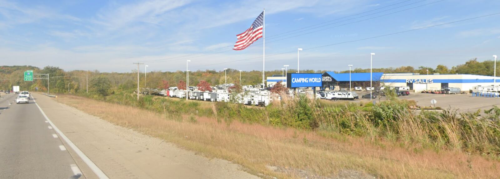 A large campground / resort is planned behind the Camping World store at I-70 and Old Troy Pike in Huber Heights. Image from Google