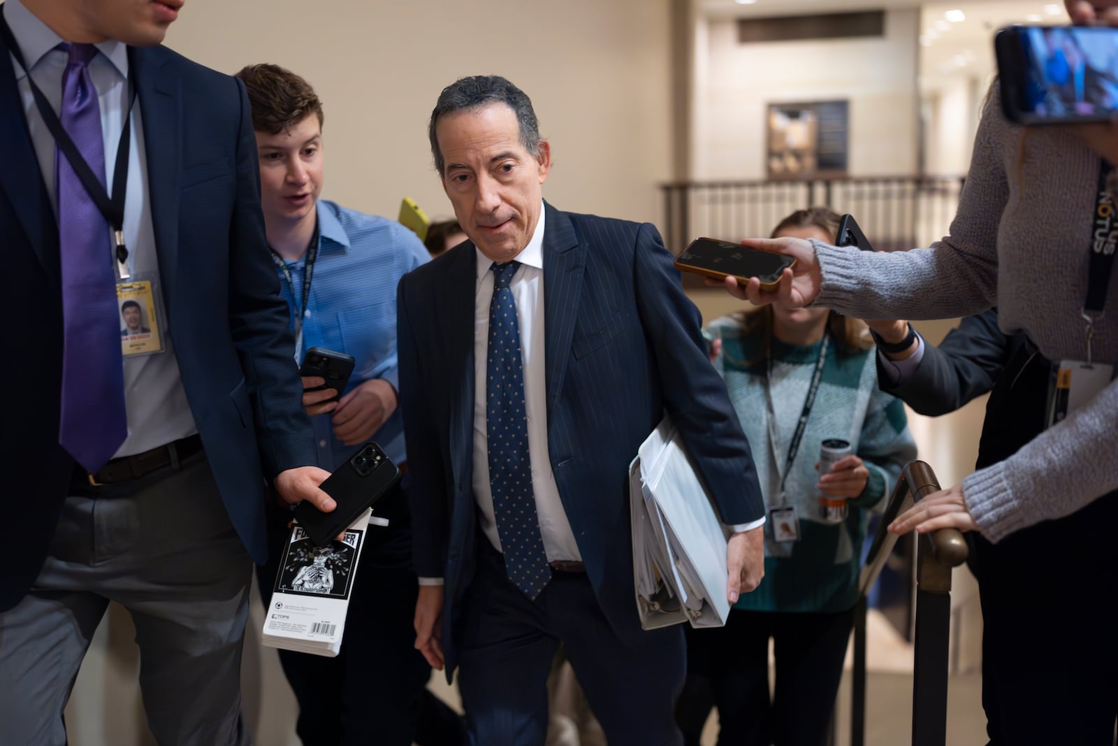 FILE - Rep. Jamie Raskin, D-Md., the ranking member of the House Oversight and Accountability Committee, talks with reporters at the Capitol in Washington, Dec. 19, 2024. (AP Photo/J. Scott Applewhite, File)