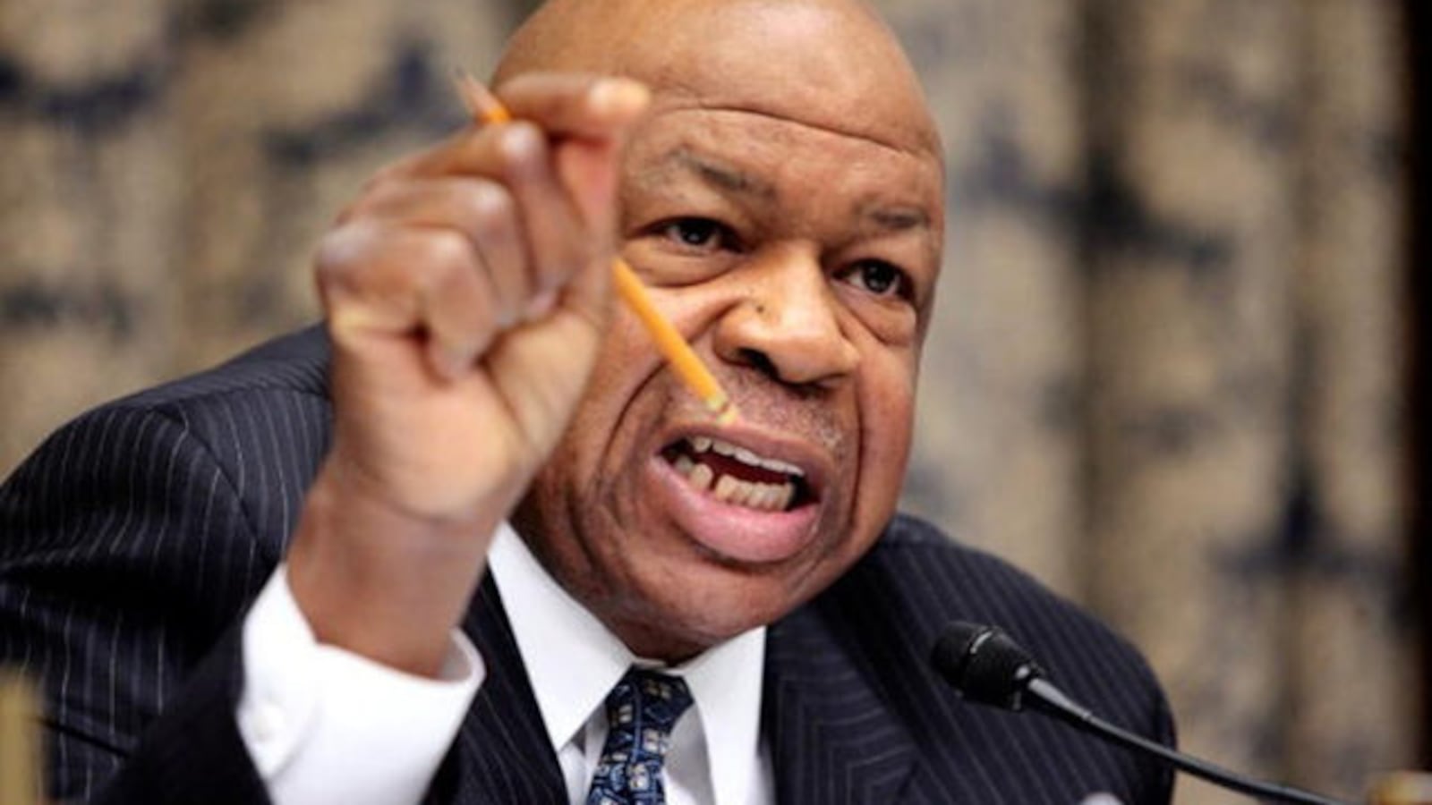 House Oversight and Government Reform Committee member Rep. Elijah Cummings (D-MD) asks questions during a hearing about FEMA trailers July 9, 2008 in Washington, DC.