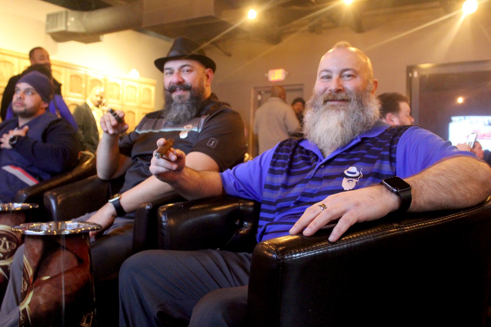 Gonzo Gonzales (left) and his husband Bryan Emerson (right) celebrated  the grand opening of B&G's Cigar Lounge on Feb. 7, 2020. It was  Super Bowl weekend.