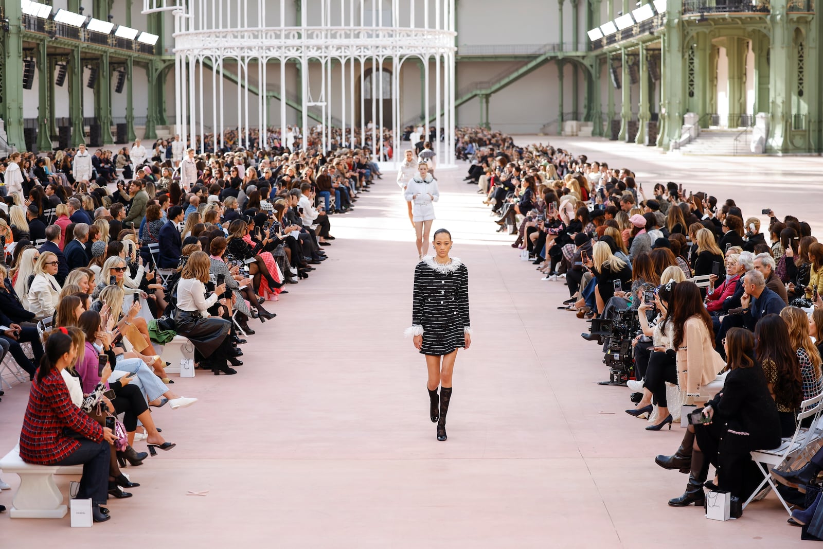 Models wear creations as part of the Chanel Spring/Summer 2025 collection presented Tuesday, Oct. 1, 2024, in Paris. (Photo by Vianney Le Caer/Invision/AP)