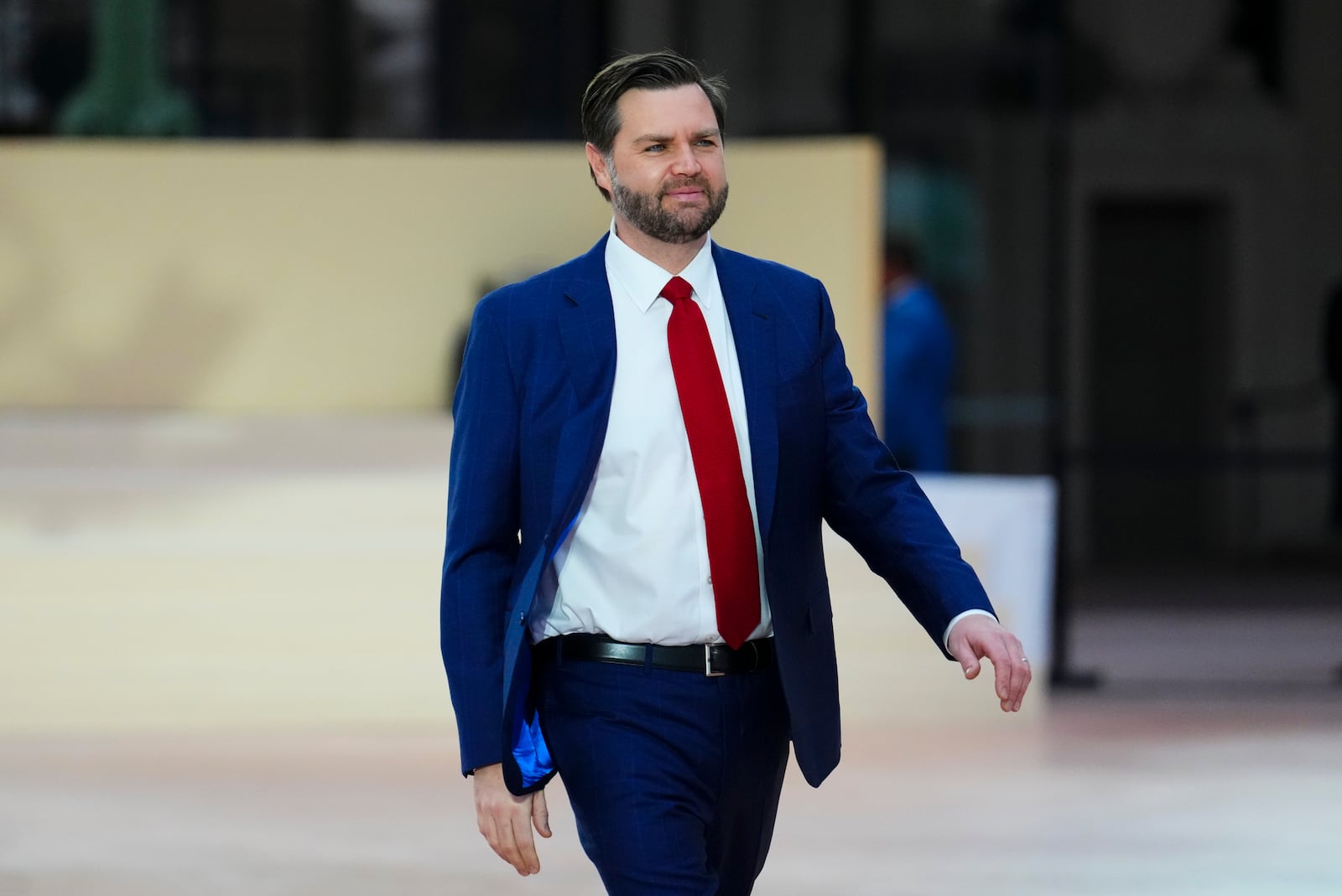 United States Vice-President JD Vance arrives to the Artificial Intelligence Action Summit at the Grand Palais in Paris, France, Tuesday, Feb. 11, 2025. (Sean Kilpatrick/The Canadian Press via AP)