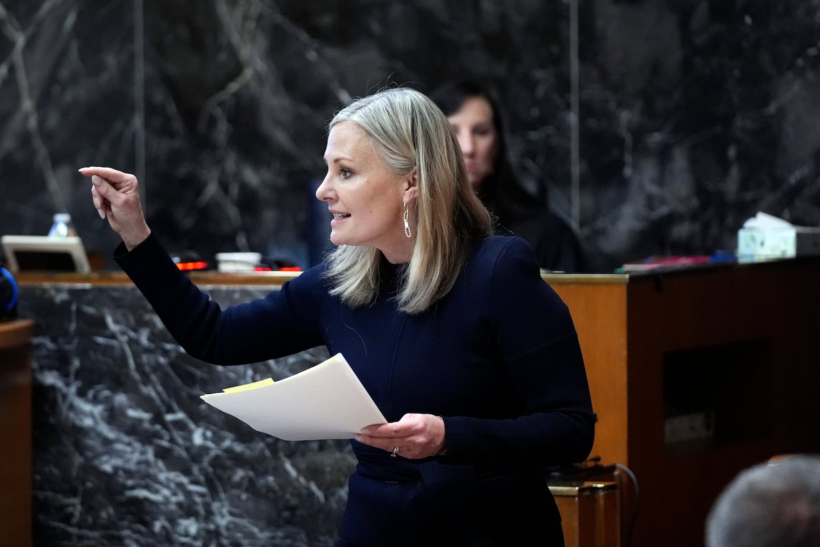 FILE - Oakland County Prosecutor Karen D. McDonald gives her rebuttal statement during Jennifer Crumbley's trial, Feb. 2, 2024, in Pontiac, Mich. (AP Photo/Carlos Osorio, File)