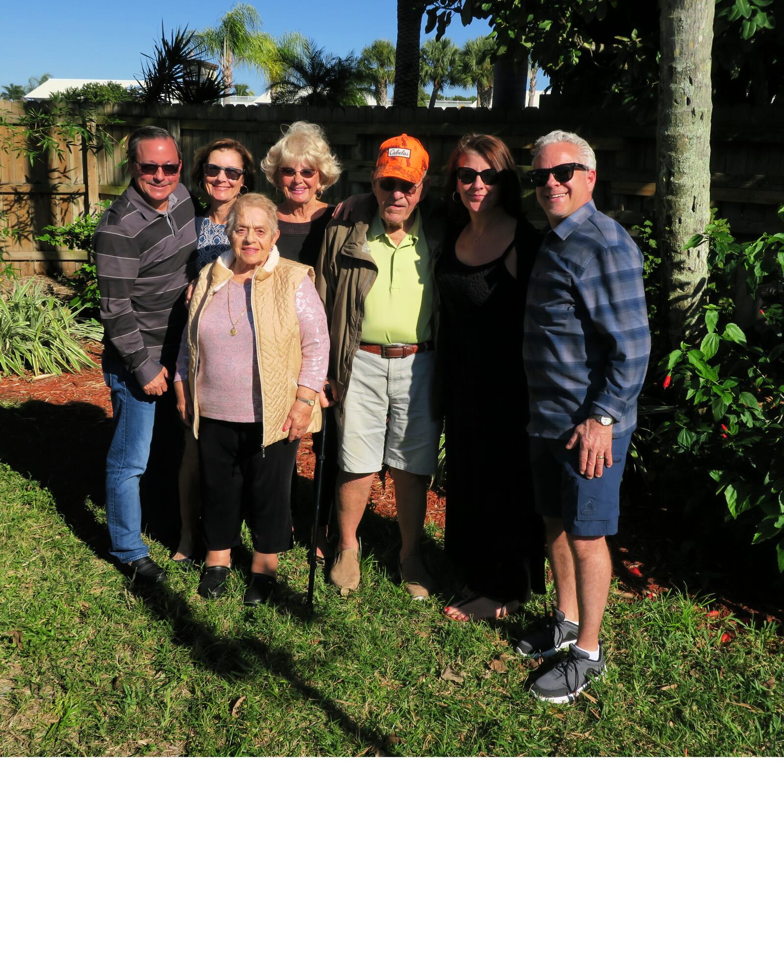 Richard Hoppe, center, is pictured with his family: wife Linda; daughters Mindy DiSalvo (Rinaldo) and Heidi Johnson (Mark) and Mama DiSalvo (their son-in-law’s mother) in Naples, Fla., in 2020. Photo courtesy of Linda Hoppe