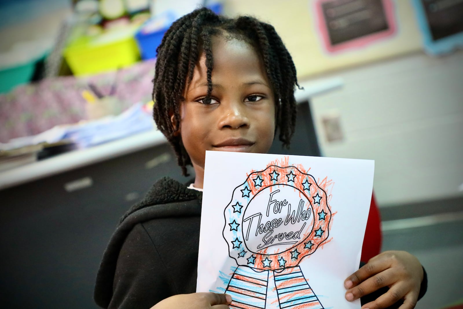 Warder Park-Wayne Elementary School students colored cards for local veterans. Contributed/Springfield City School District