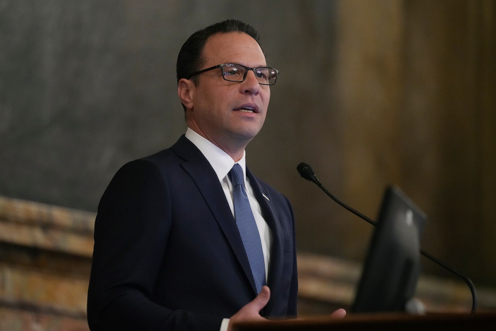 Pennsylvania Gov. Josh Shapiro delivers his budget address for the 2025-26 fiscal year to a joint session of the state House and Senate at the Capitol, Tuesday, Feb. 4, 2025, in Harrisburg, Pa. (AP Photo/Matt Rourke)