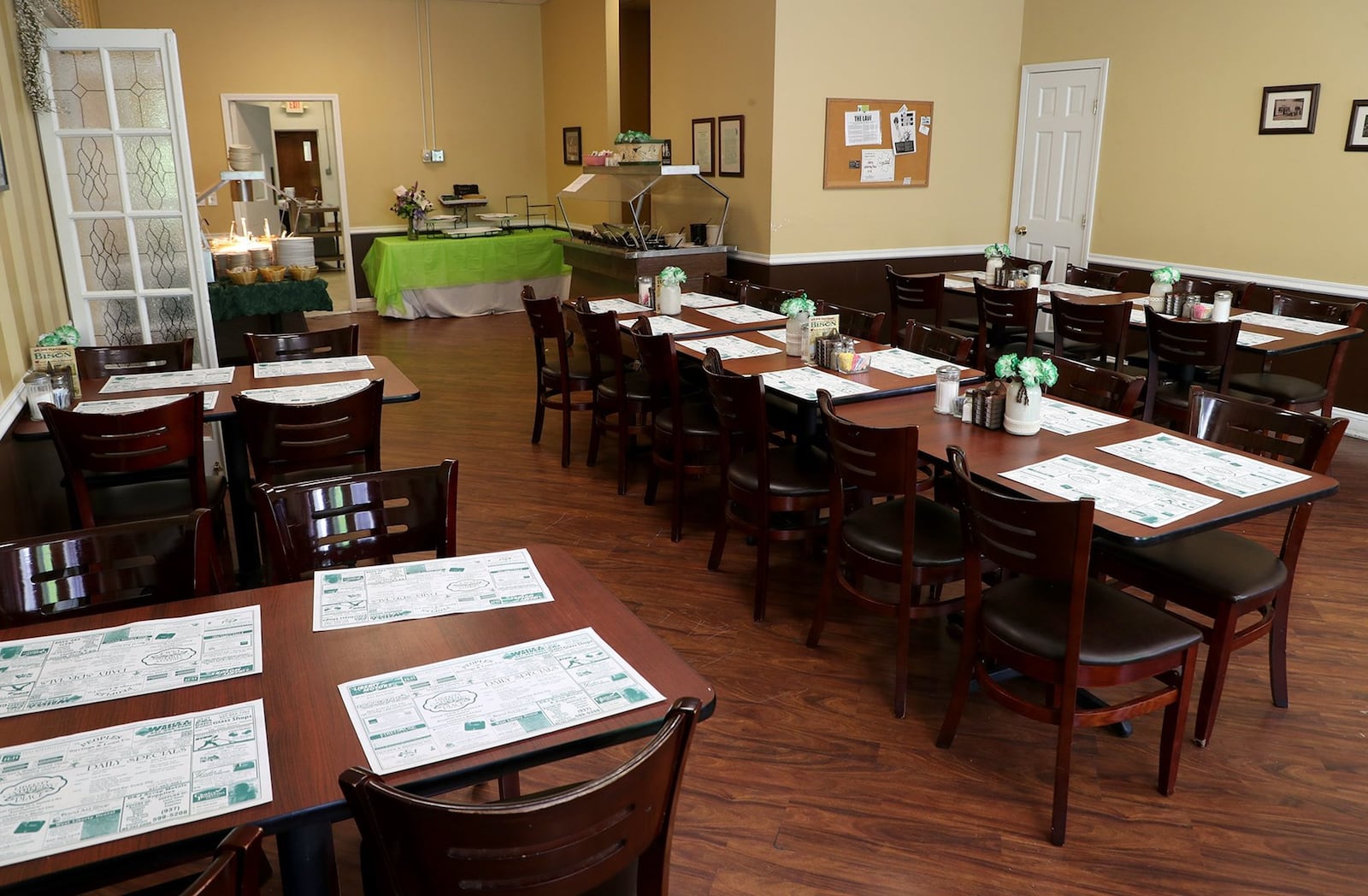 One of two dining rooms at the Liberty Gathering Place. BILL LACKEY/STAFF