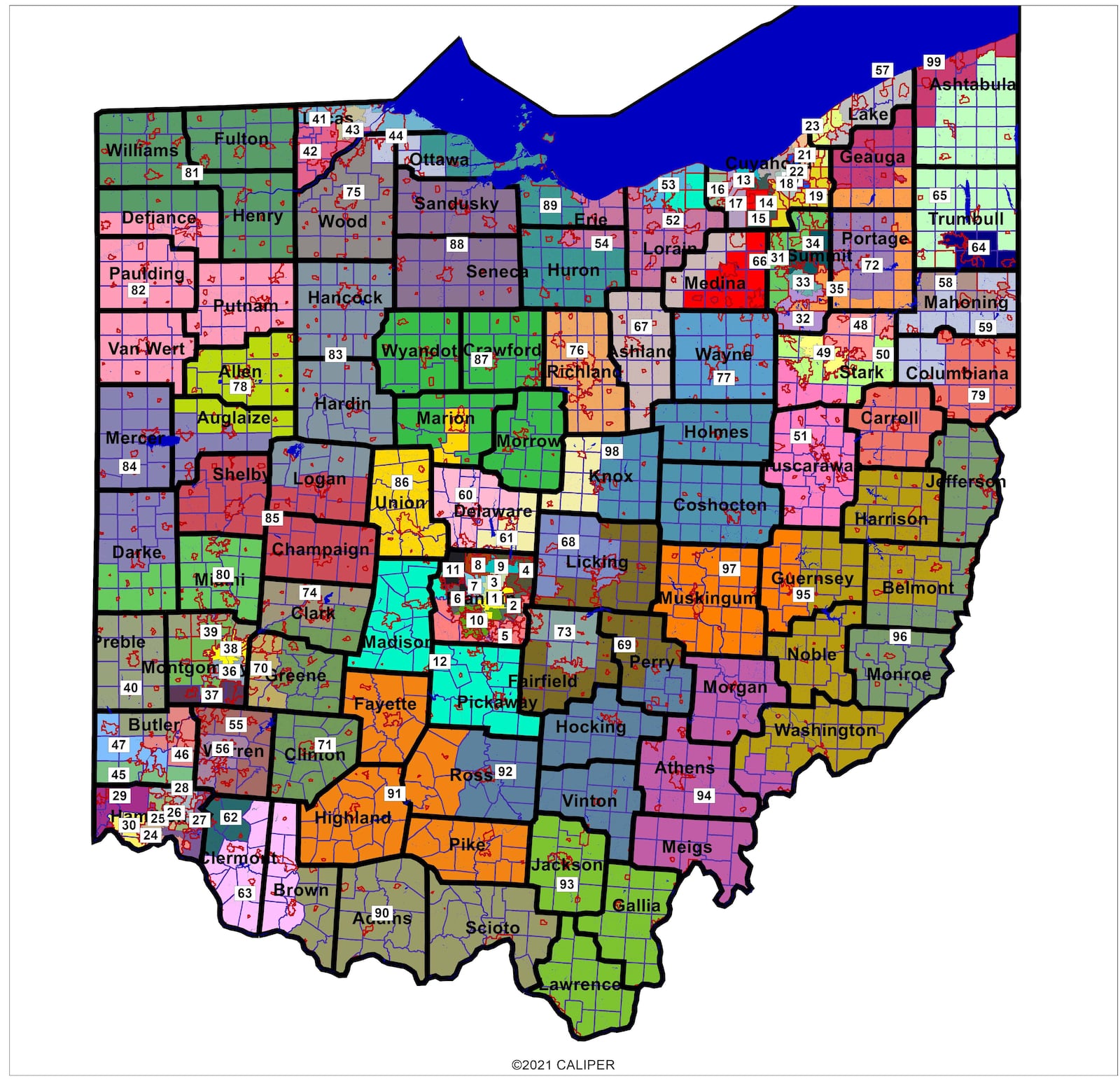 New Ohio House districts approved Feb. 24 by the Ohio Redistricting Commission.