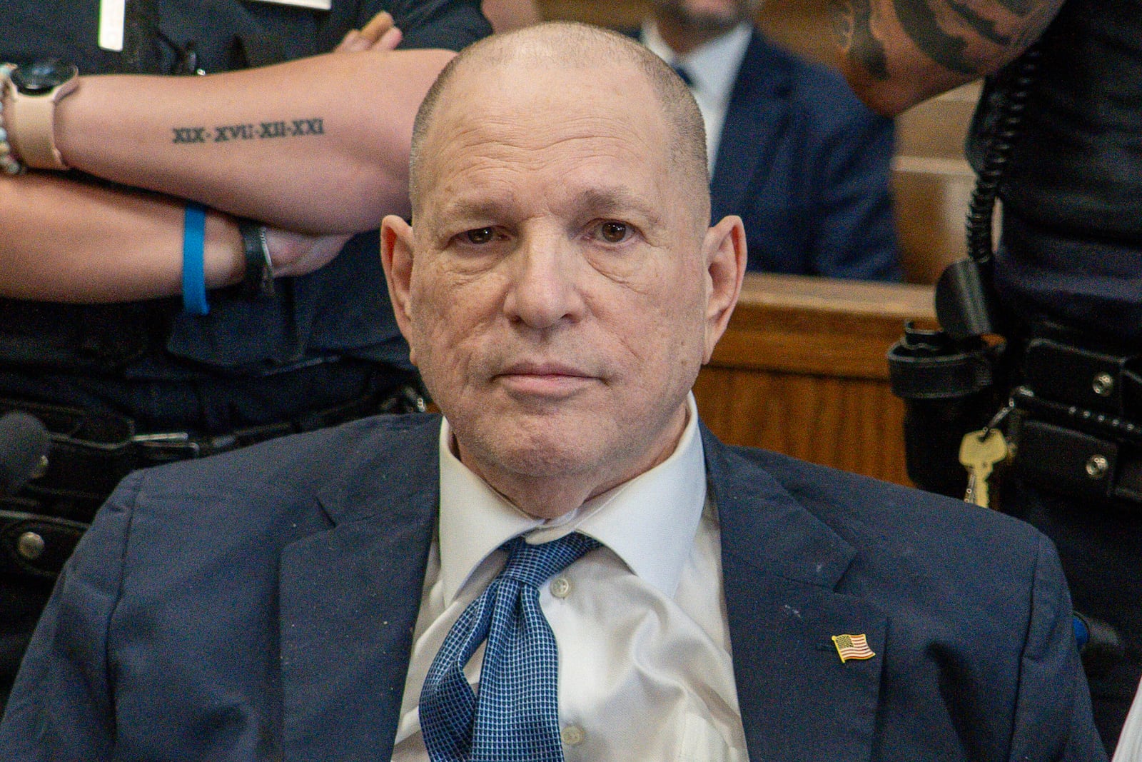 Harvey Weinstein appears for a pre-trial hearing at Manhattan Criminal Court on Wednesday, March 12, 2025, in New York. (Steven Hirsch/New York Post via AP, Pool)