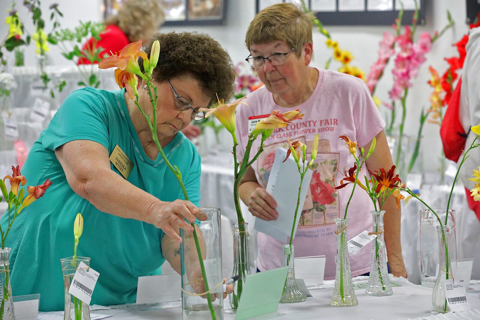 Flower projects are judged Saturday at the Clark County Fair. BILL LACKEY/STAFF 