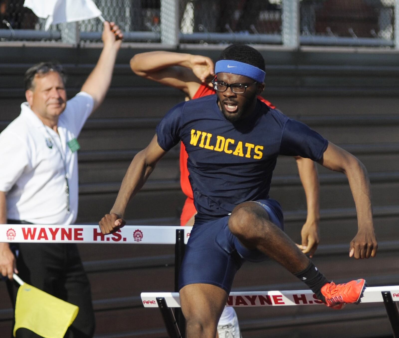 Springfield senior Austin Tyree was third in the 110 high hurdles in the D-I regional track and field meet at Wayne High School on Friday, May 24, 2019. MARC PENDLETON / STAFF