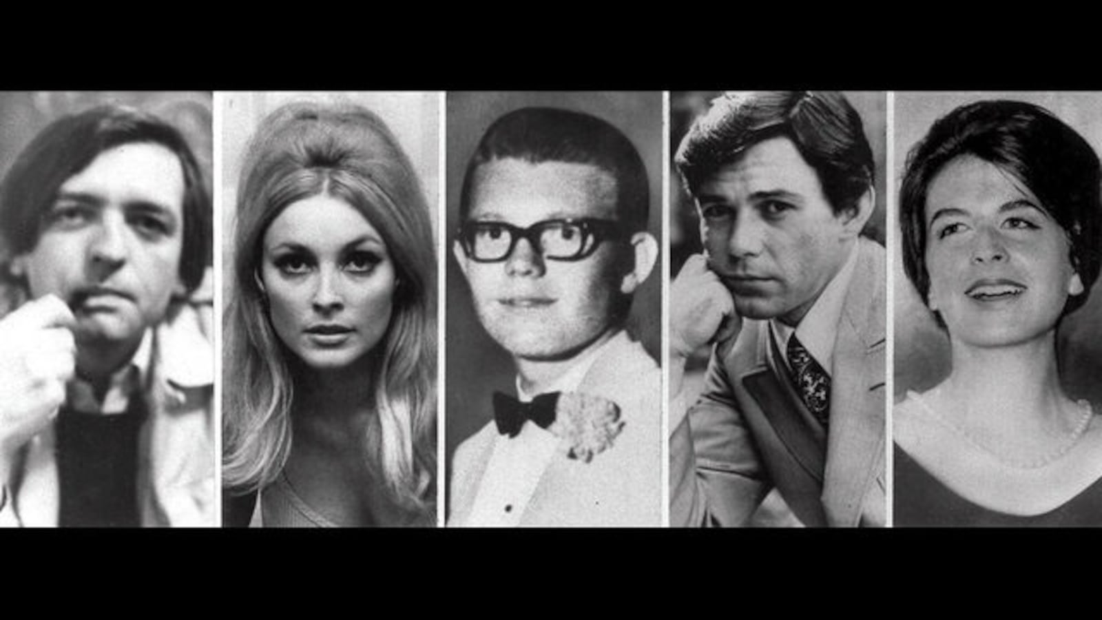 Photos show the five victims slain by Manson family members the morning of Aug. 9, 1969, at the Benedict Canyon home of Roman Polanski and Sharon Tate. From left are Wojciech Frykowski, Sharon Tate, Stephen Parent, Jay Sebring and Abigail Folger. AP Photo