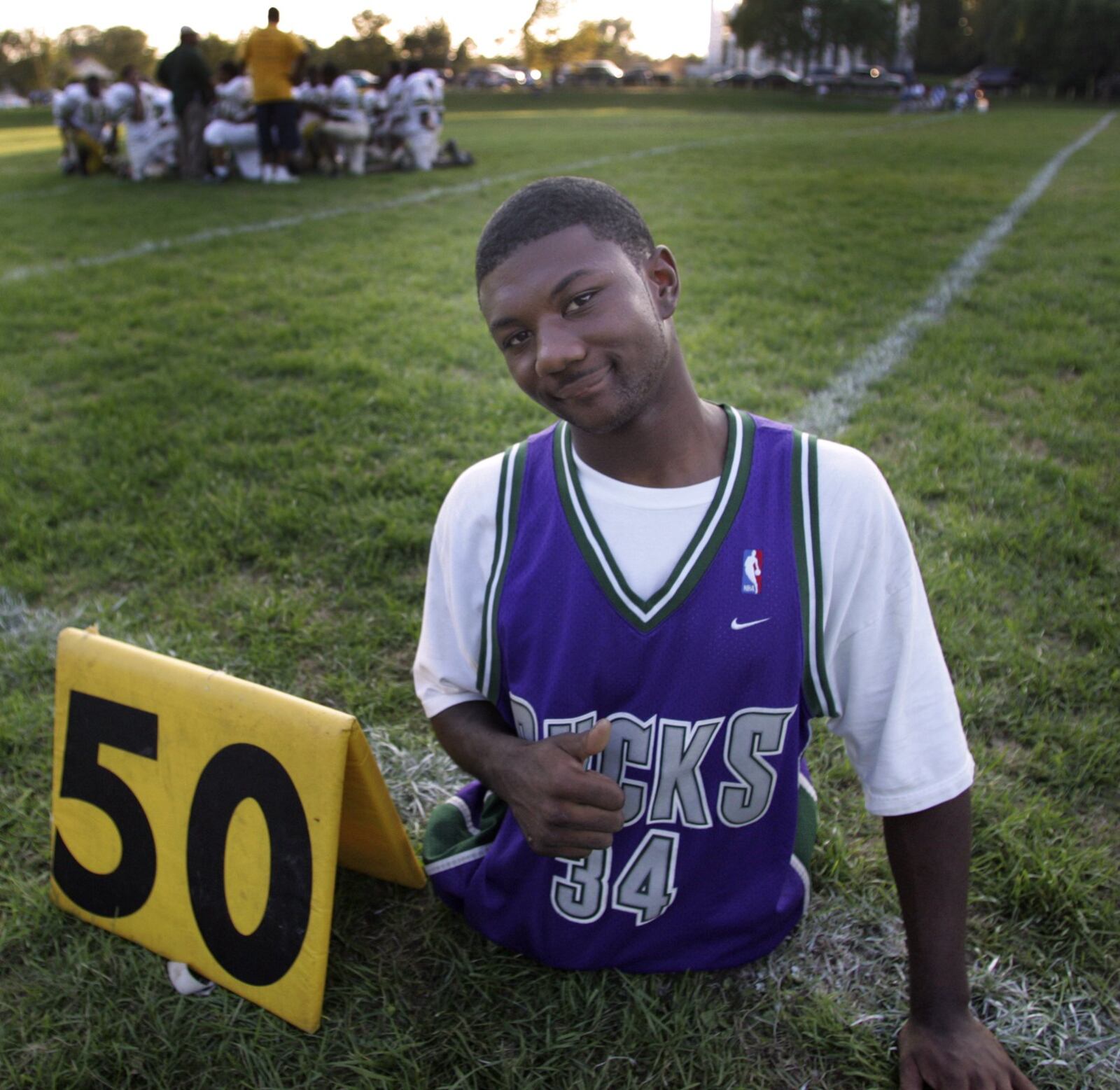 Bobby Martin, a football player for Colonel White High School and born with no legs, has recently received a lot of media attention for playing football. The freshman team is in the background as they played Belmont in September, 2005. DDN FILE