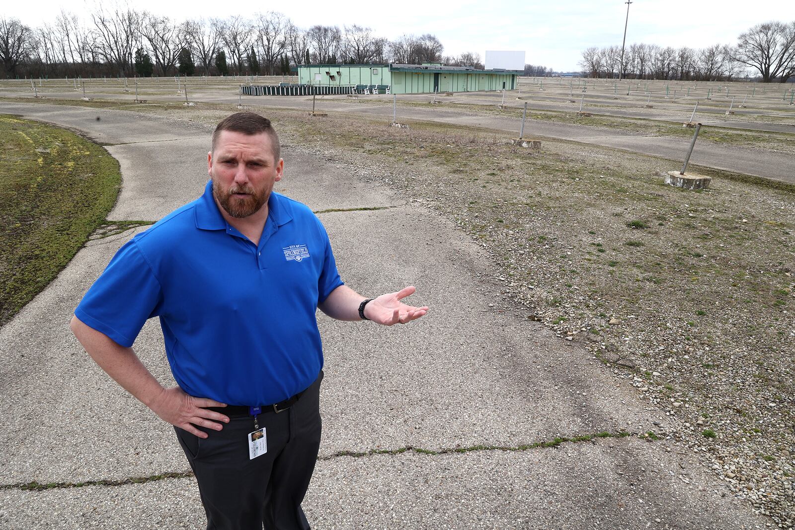 Springfield City Manager Bryan Heck talks about the proposed housing development that would bring hundreds of  new homes to the site of the old Melody Drive-In and the surrounding area Wednesday, March 30, 2022. BILL LACKEY/STAFF