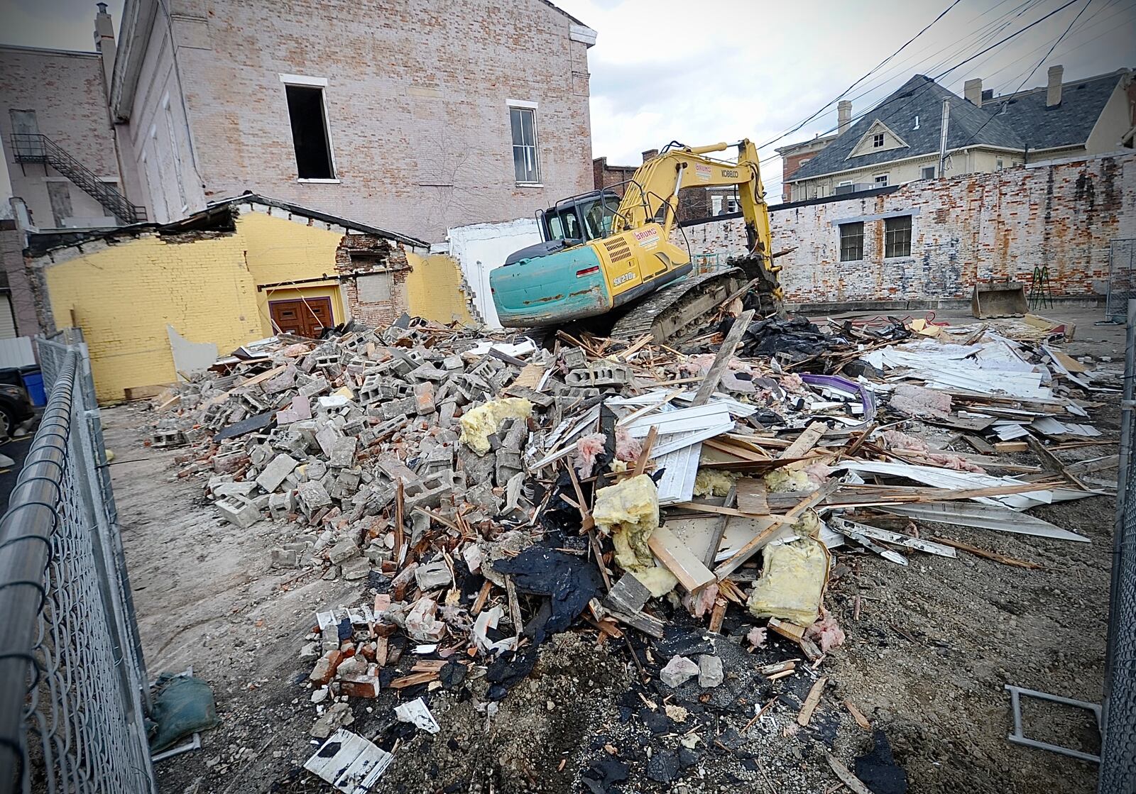 Demolition began early Wednesday March 29, 2023 on the Tavern building at 112-118 West Main Street in downtown Troy, but it was quickly stopped by city officials. A court hearing on the issue was scheduled that afternoon. MARSHALL GORBY\STAFF