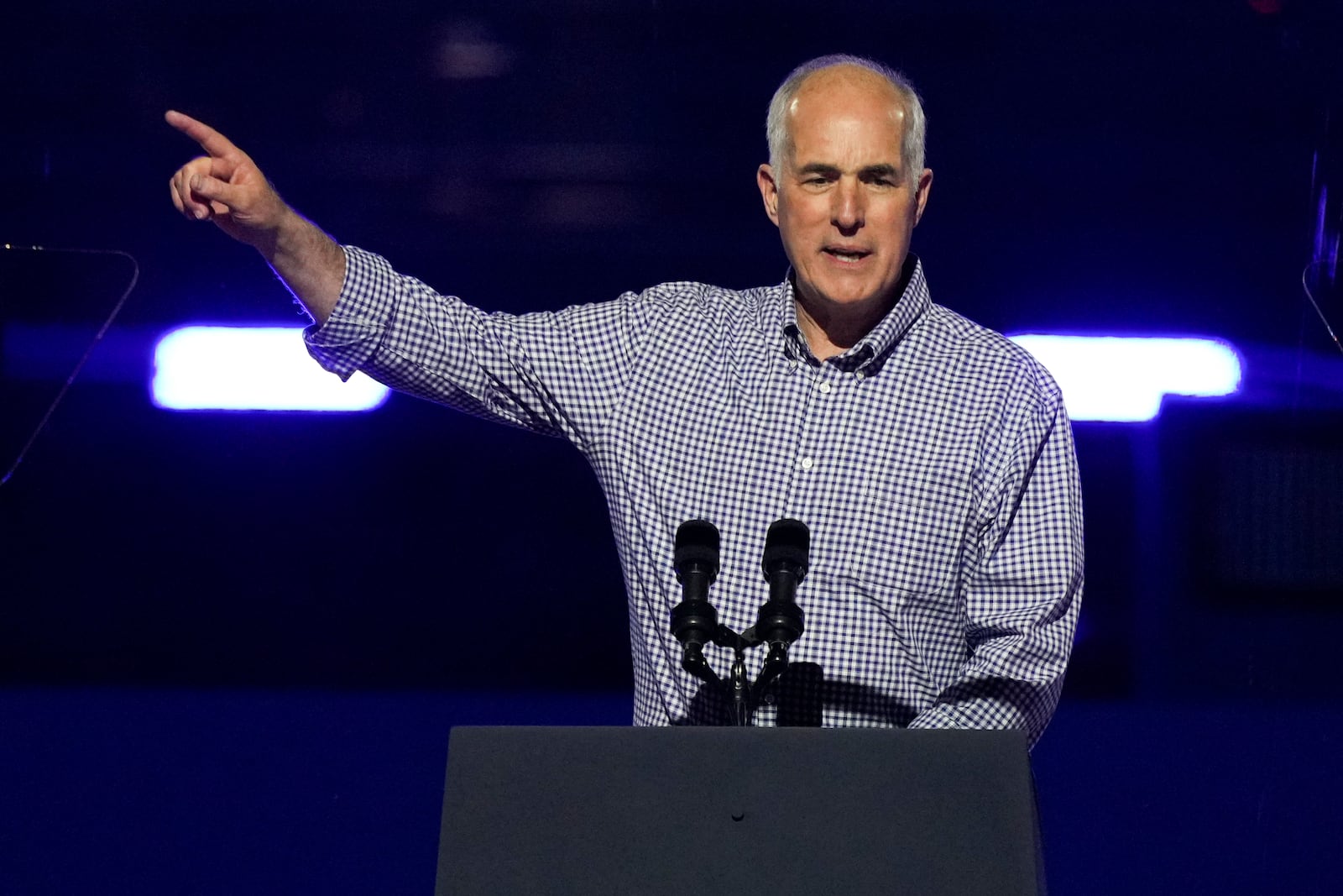 Sen. Bob Casey, D-Pa., speaks at a campaign rally supporting Democratic presidential nominee Vice President Kamala Harris outside the Philadelphia Museum of Art, Monday, Nov. 4, 2024, in Philadelphia. (AP Photo/Matt Slocum)