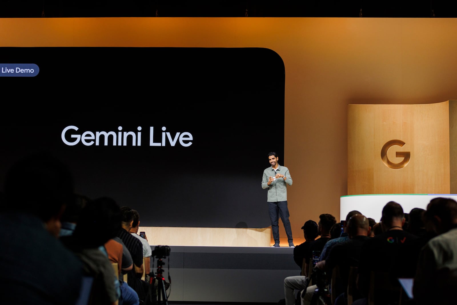 FILE - Sandeep Waraich does a live demo of Google's Gemini Live during Made By Google at Google on Aug. 13, 2024, in Mountain View, Calif. (AP Photo/Juliana Yamada, File)