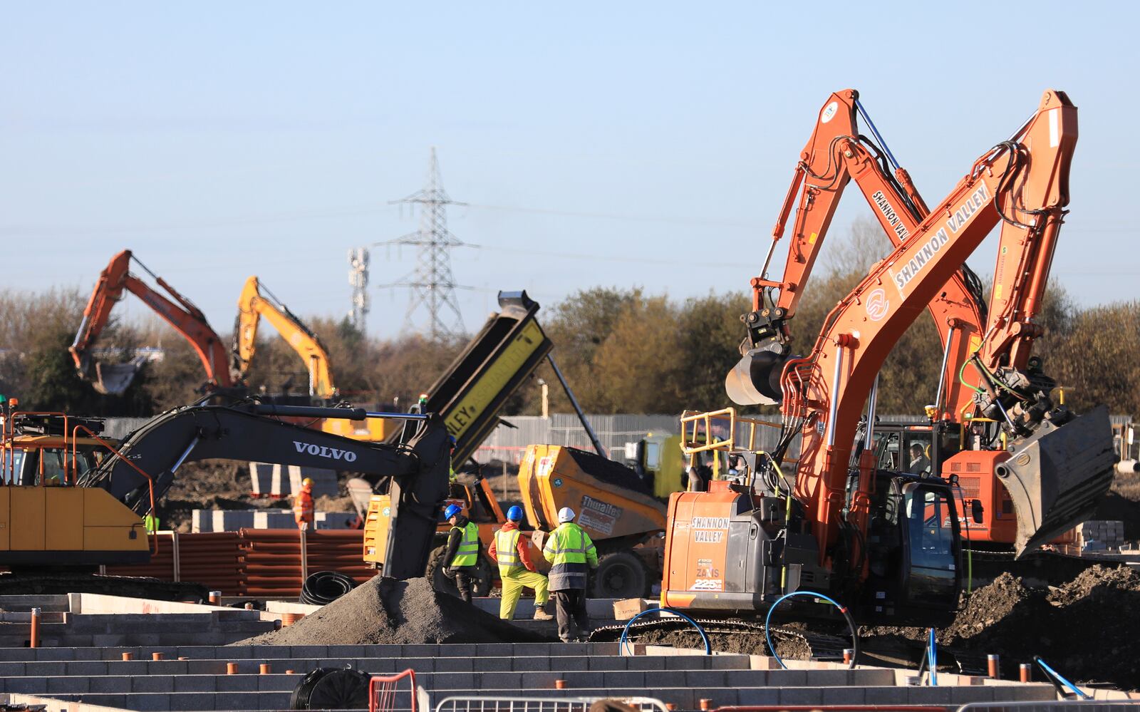 Construction work on building new houses in Clonburris, South Dublin, Ireland, Tuesday, Nov. 26, 2024, ahead of Ireland's election on Friday. (AP Photo/Peter Morrison)