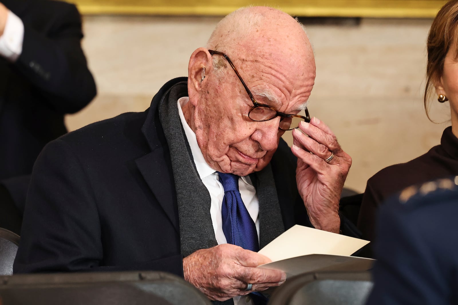 Rupert Murdoch arrives before the 60th Presidential Inauguration in the Rotunda of the U.S. Capitol in Washington, Monday, Jan. 20, 2025. (Chip Somodevilla/Pool Photo via AP)