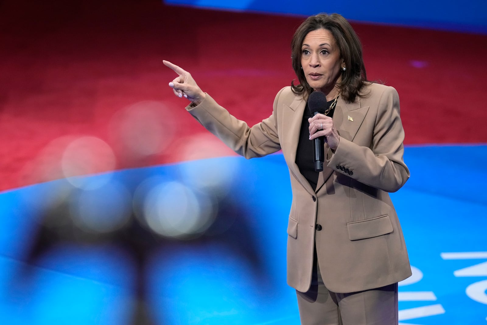 Democratic presidential nominee Vice President Kamala Harris speaks during a Town Hall event hosted by Univision, Thursday, Oct. 10, 2024, at the University of Nevada Las Vegas. (AP Photo/Jacquelyn Martin)