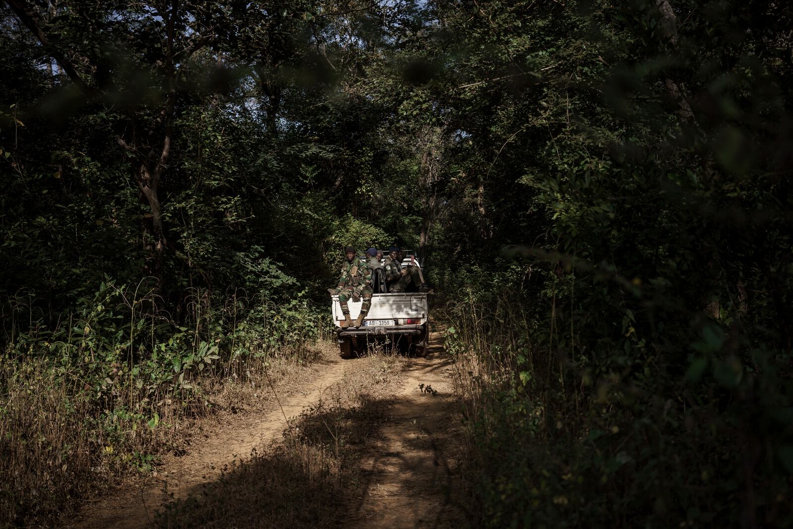 Members of the Lion Intervention Brigade conduct a patrol at Niokolo Koba National Park, Senegal on Tuesday, Jan. 14, 2025. (AP Photo/Annika Hammerschlag)