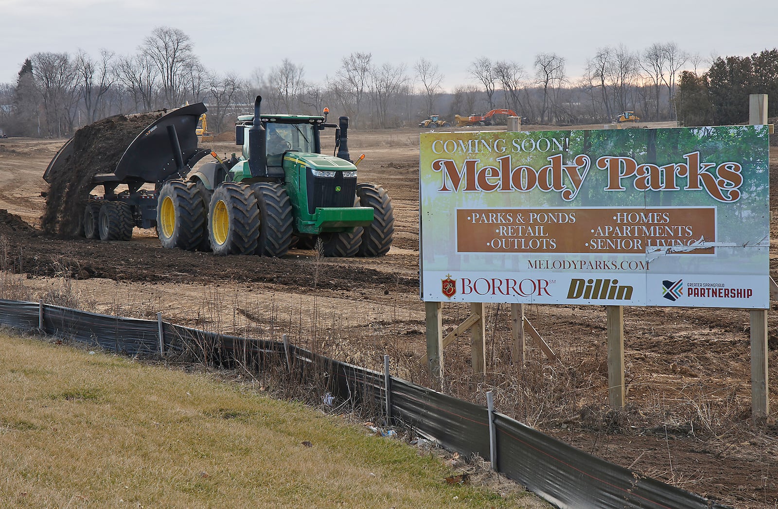 Work has begun on the Melody Park housing development Wednesday, Feb. 14, 2024. Crews are getting the site ready for the construction of 1,200 housing units that make up the development. BILL LACKEY/STAFF