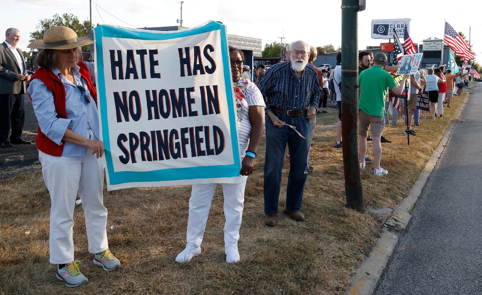 A Peace Rally was held at the Clark County Democratic Party on Park Road in Springfield Wednesday, Sept. 18, 2024. BILL LACKEY/STAFF