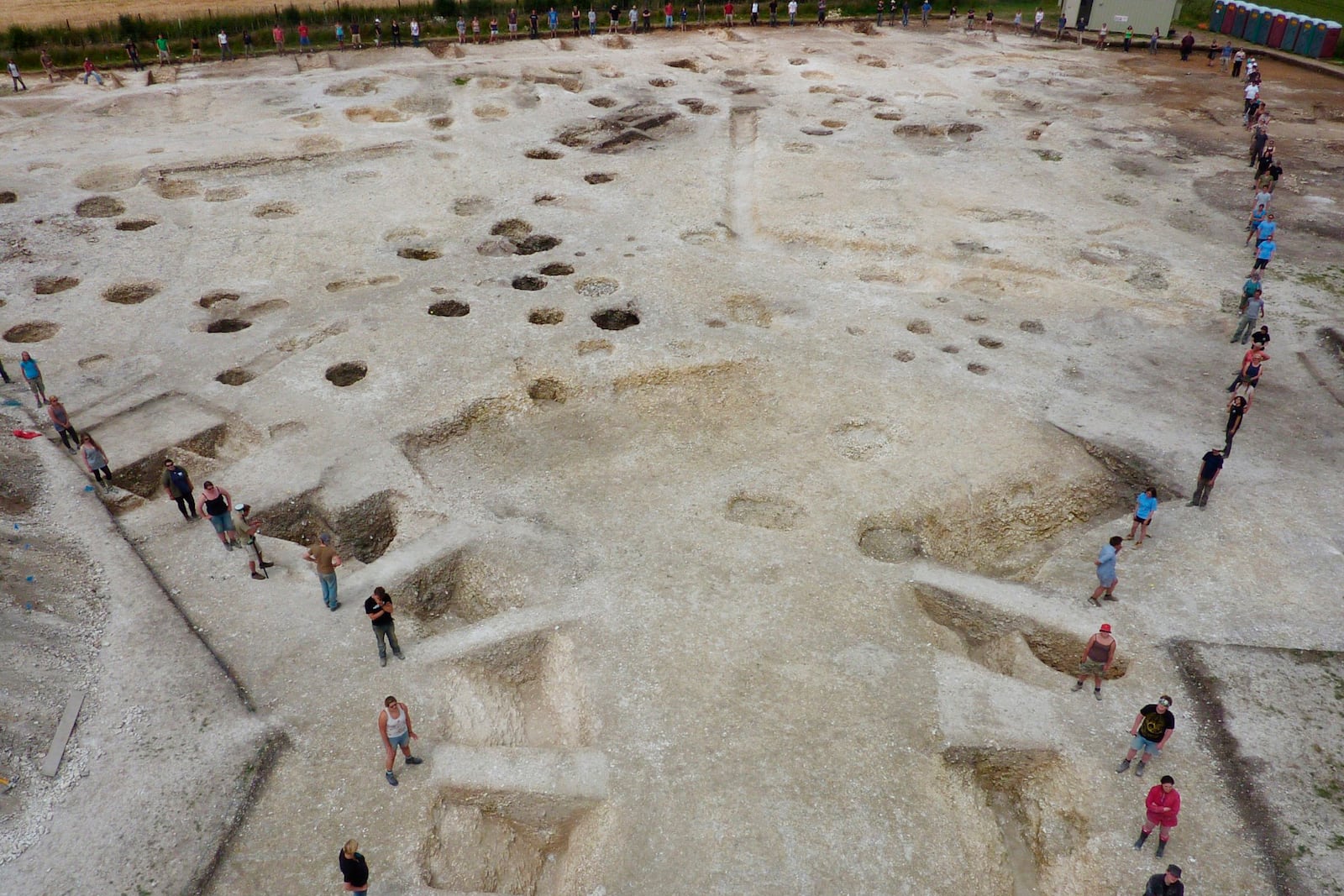 This photo provided by Bournemouth University in January 2025 shows the Durotriges tribe project dig in Dorset, southwest England. (Bournemouth University via AP)