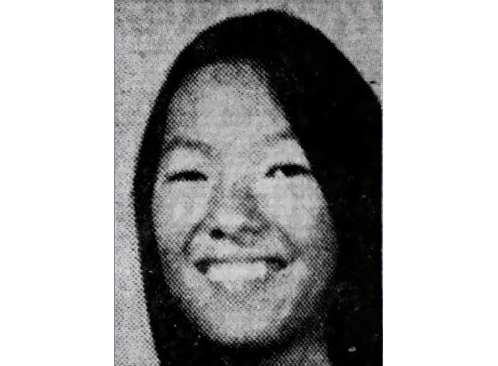 This photo provided by the Honolulu Police Department shows 16-year-old student Dawn Momohara who was discovered dead on the second floor of a building at McKinley High School on March 21, 1977, in Honolulu. (Honolulu Police Department via AP)