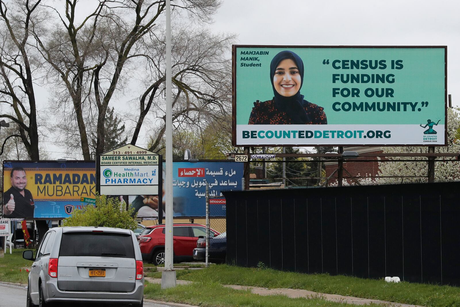 FILE - A billboard highlighting the 2020 Census is seen in Dearborn, Mich., on Thursday, April 30, 2020. (AP Photo/Carlos Osorio, File)