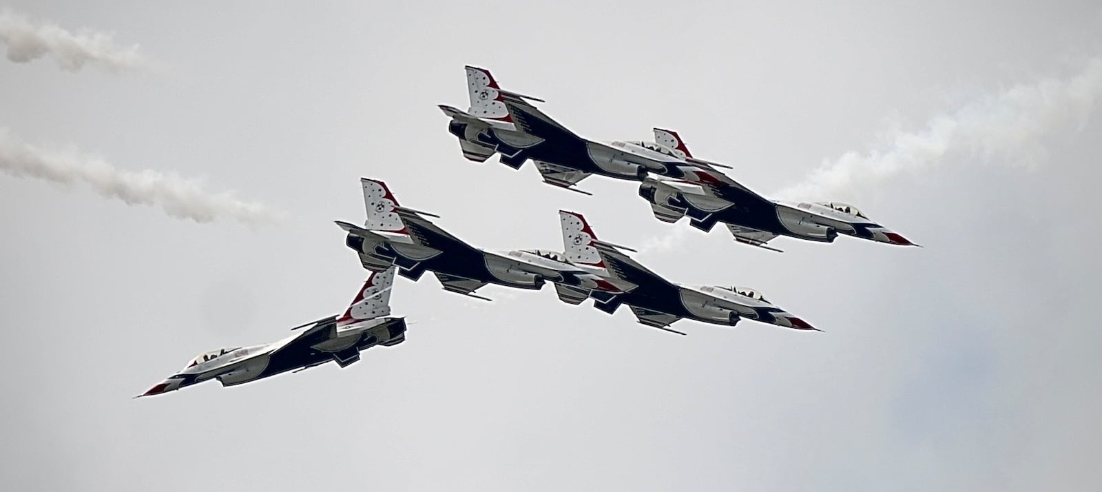 The U.S. Air Force Thunderbirds fly at the Dayton Air Show Sunday, July 23. MARSHALL GORBY/STAFF