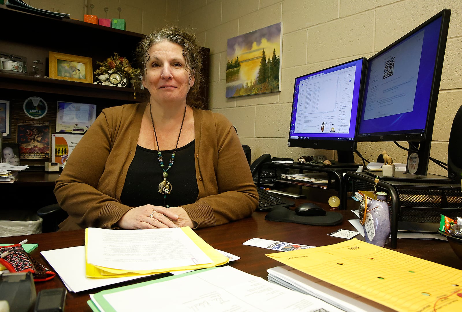 Laura Baxter, executive director of Project Woman, in her office Friday, Feb. 16, 2024. BILL LACKEY/STAFF