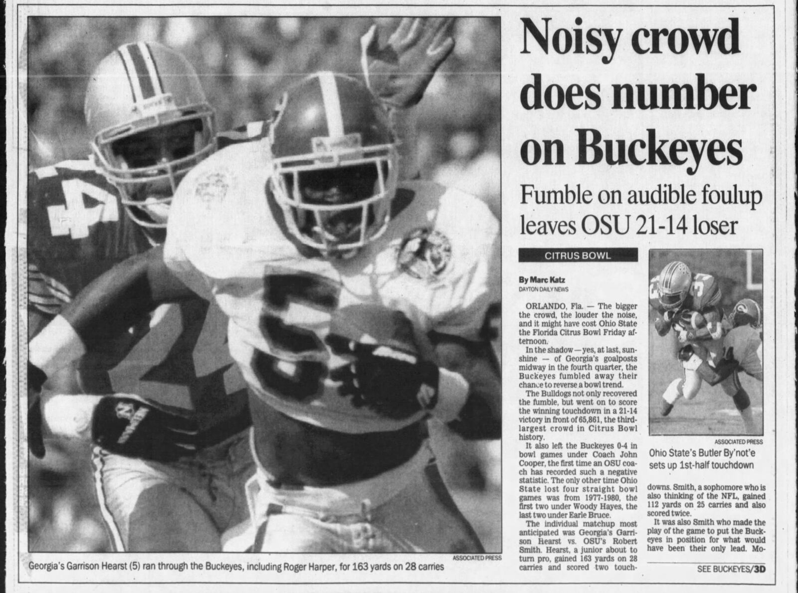 1993 Citrus Bowl Ohio State-Georgia Dayton Daily News