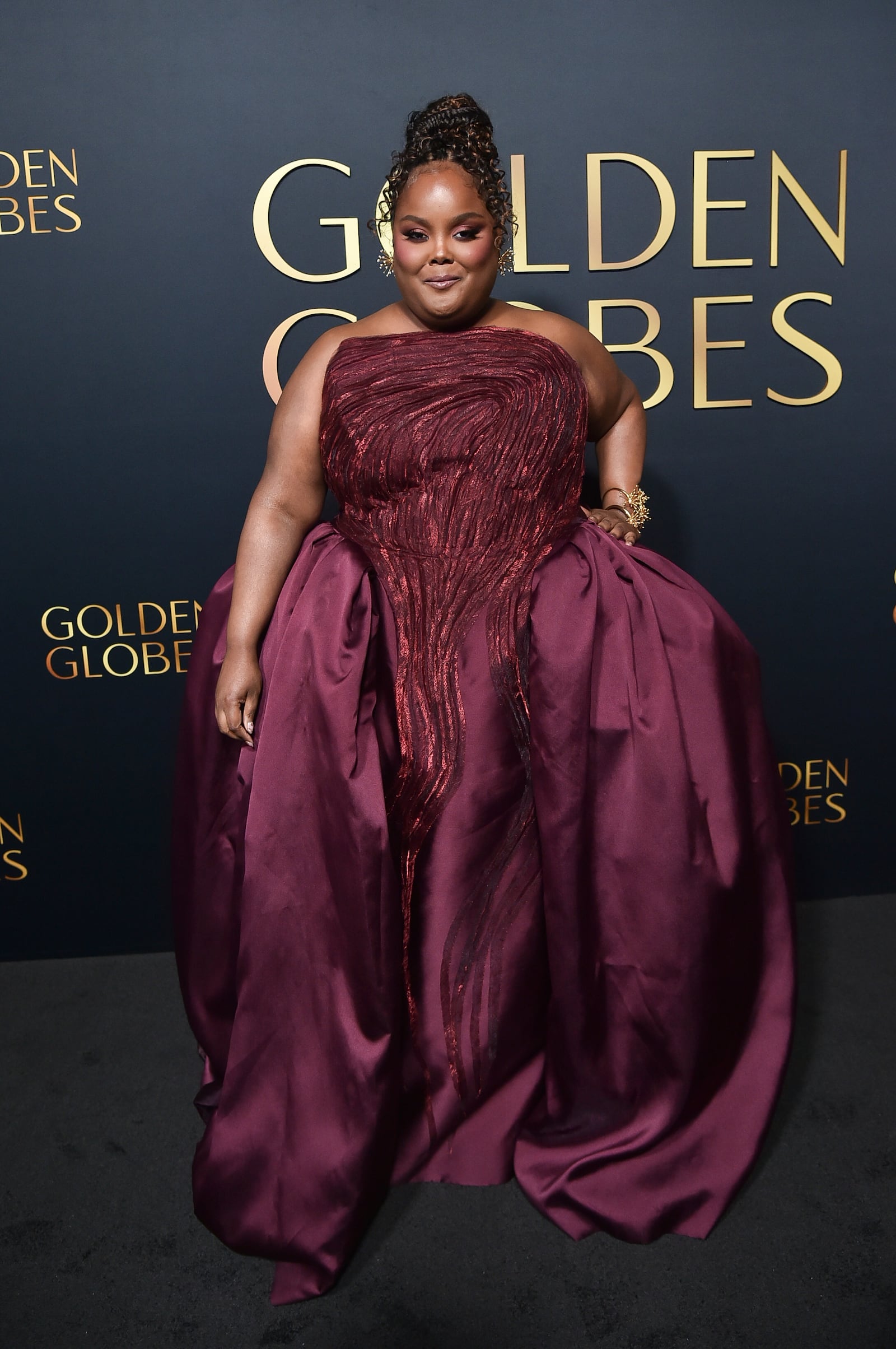 Danielle Pinnock arrives at Golden Gala: An Evening of Excellence on Friday, Jan. 3, 2025, at the Beverly Hilton in Beverly Hills, Calif. (Photo by Richard Shotwell/Invision/AP)