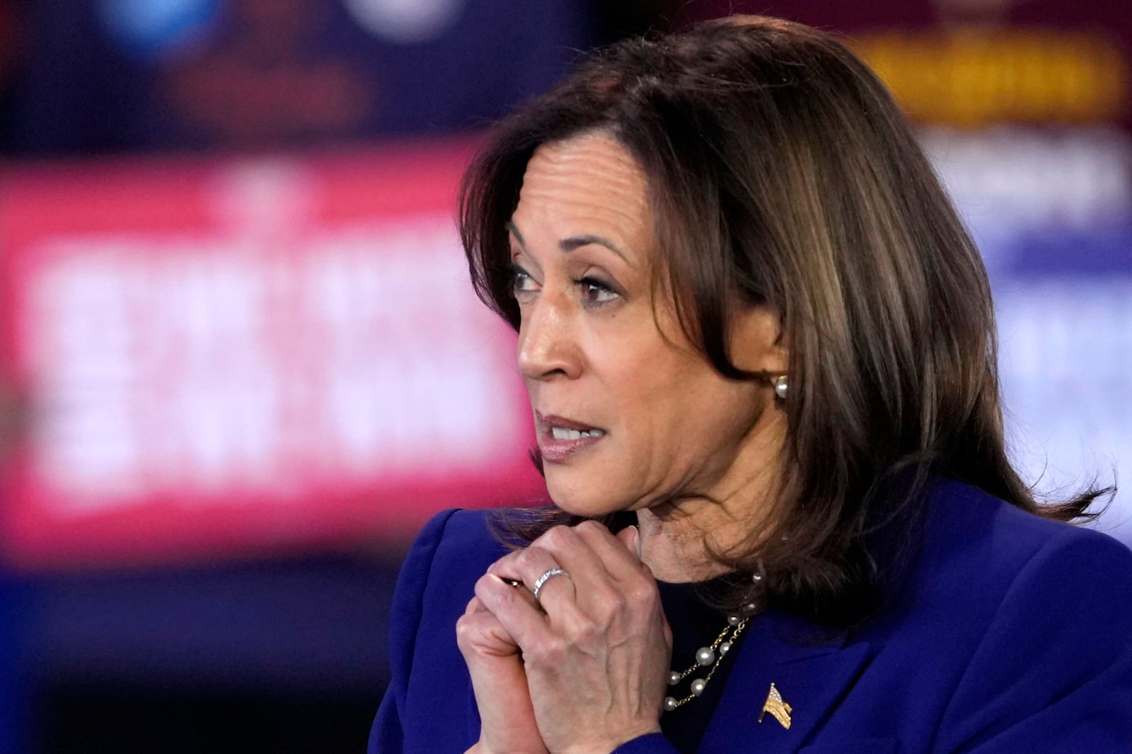 Democratic presidential nominee Vice President Kamala Harris speaks during a campaign event at Talking Stick Resort Amphitheatre, Thursday, Oct. 31, 2024, in Phoenix. (AP Photo/Matt York)