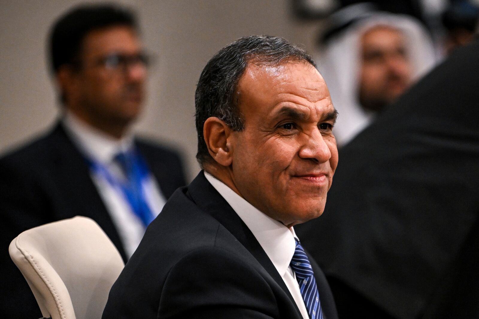 Egypt's Foreign Minister Badr Abdelatty during a meeting with the foreign ministers of the Arab Contact Group on Syria in Jordan's southern Red Sea coastal city of Aqaba, Saturday Dec. 14, 2024. (Andrew Caballero-Reynolds/Pool via AP)