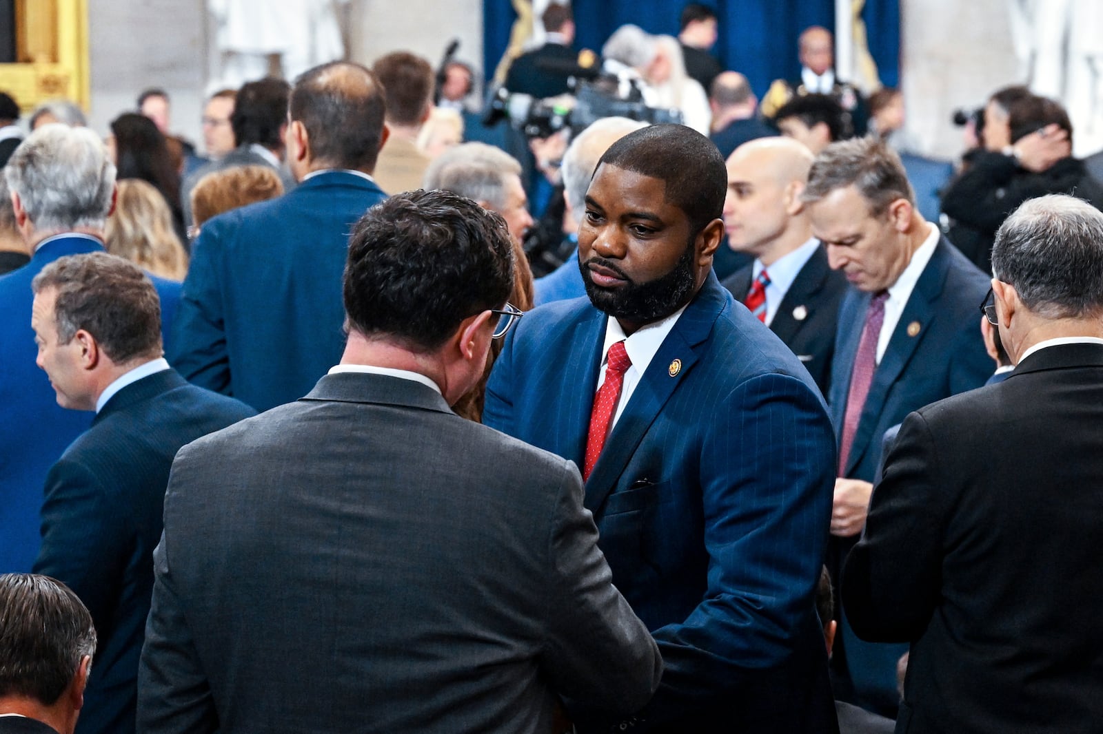 Rep. Byron Donalds, R-Fla., arrives before the 60th Presidential Inauguration in the Rotunda of the U.S. Capitol in Washington, Monday, Jan. 20, 2025. (Kenny Holston/The New York Times via AP, Pool)