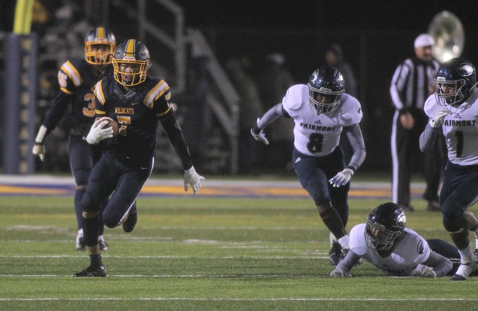 Springfield’s Michael Brown-Stephens runs against Fairmont on Friday, Oct. 26, 2018, at Evans Stadium in Springfield. David Jablonski/Staff