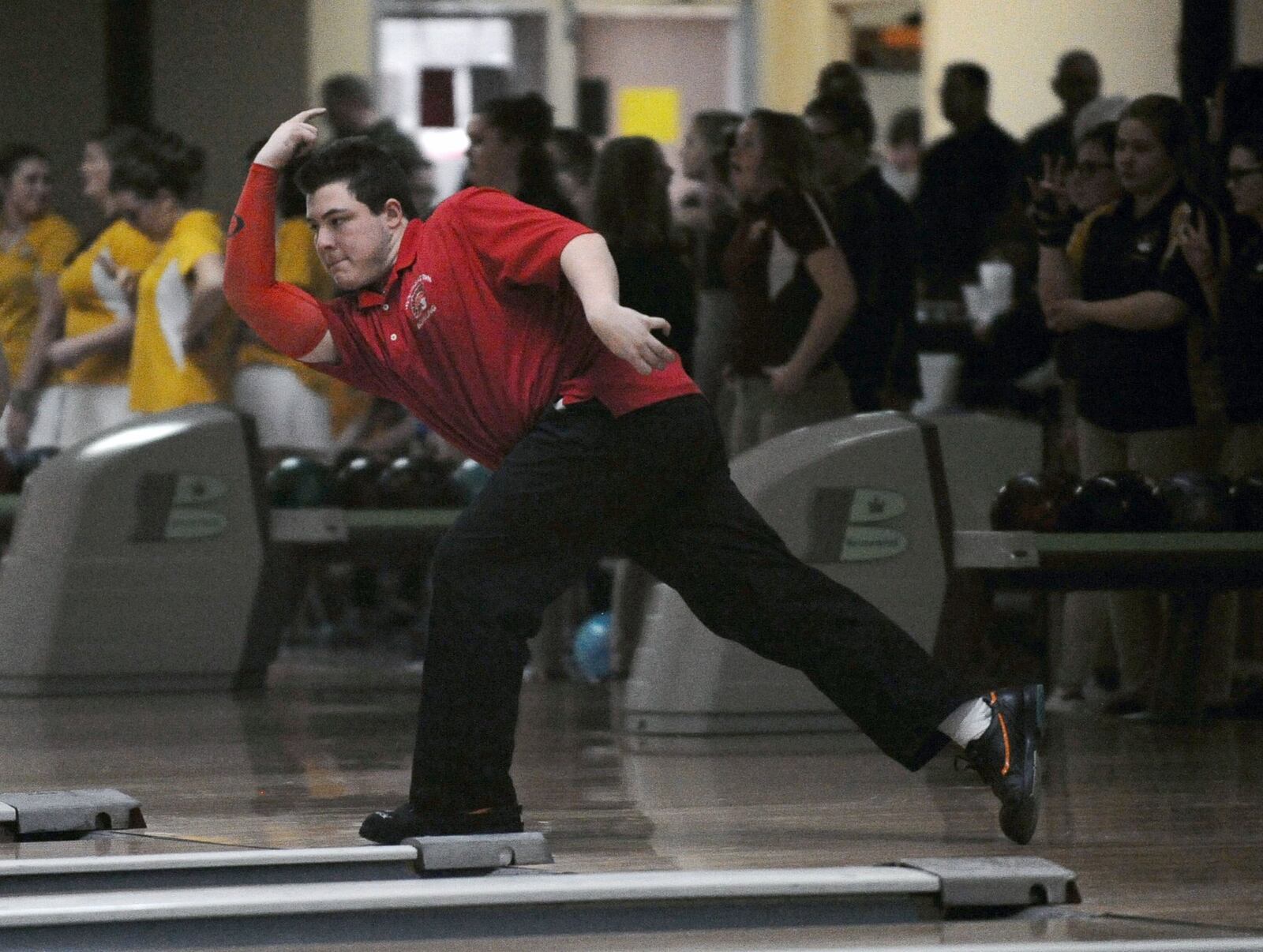 Southeastern’s Travis Adkins won the boys individual title Saturday in the Clark County tournament at Northridge Lanes. Greg Billing/CONTRIBUTED