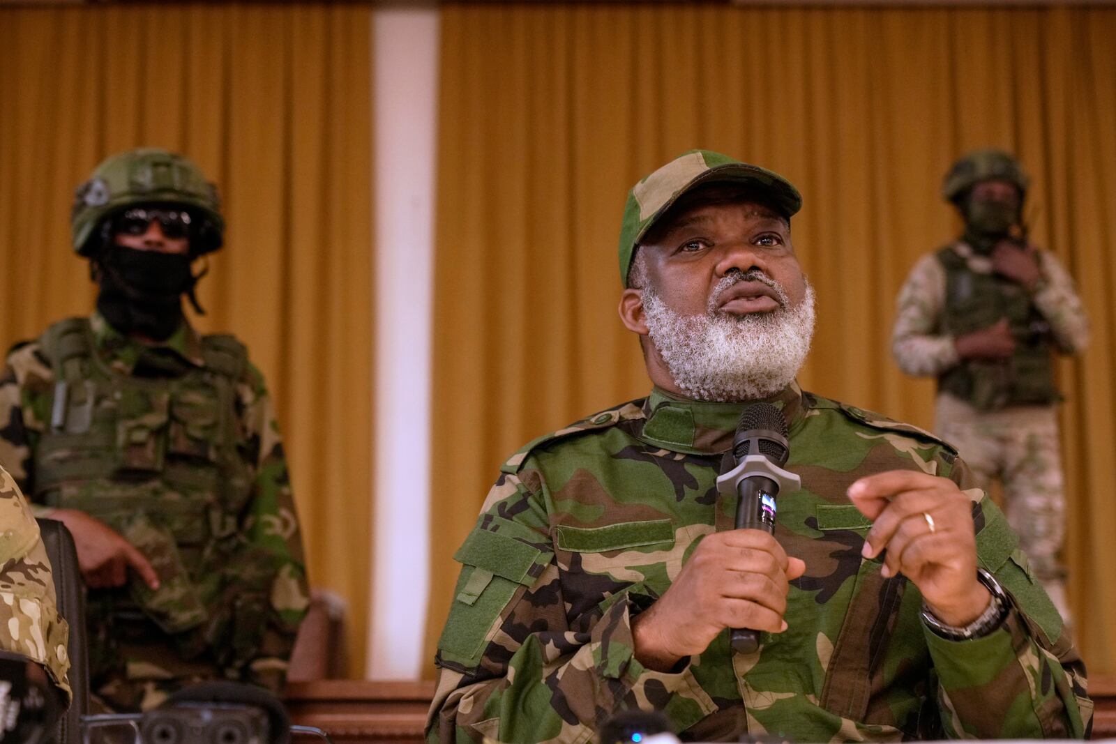 Rebel leader of group of Alliance Fleuve Congo (AFC) including M23, Corneille Nangaa, addresses a news conference in Goma, Democratic republic of the Congo, Thursday, Jan. 30, 2025. (AP Photo/Brian Inganga)