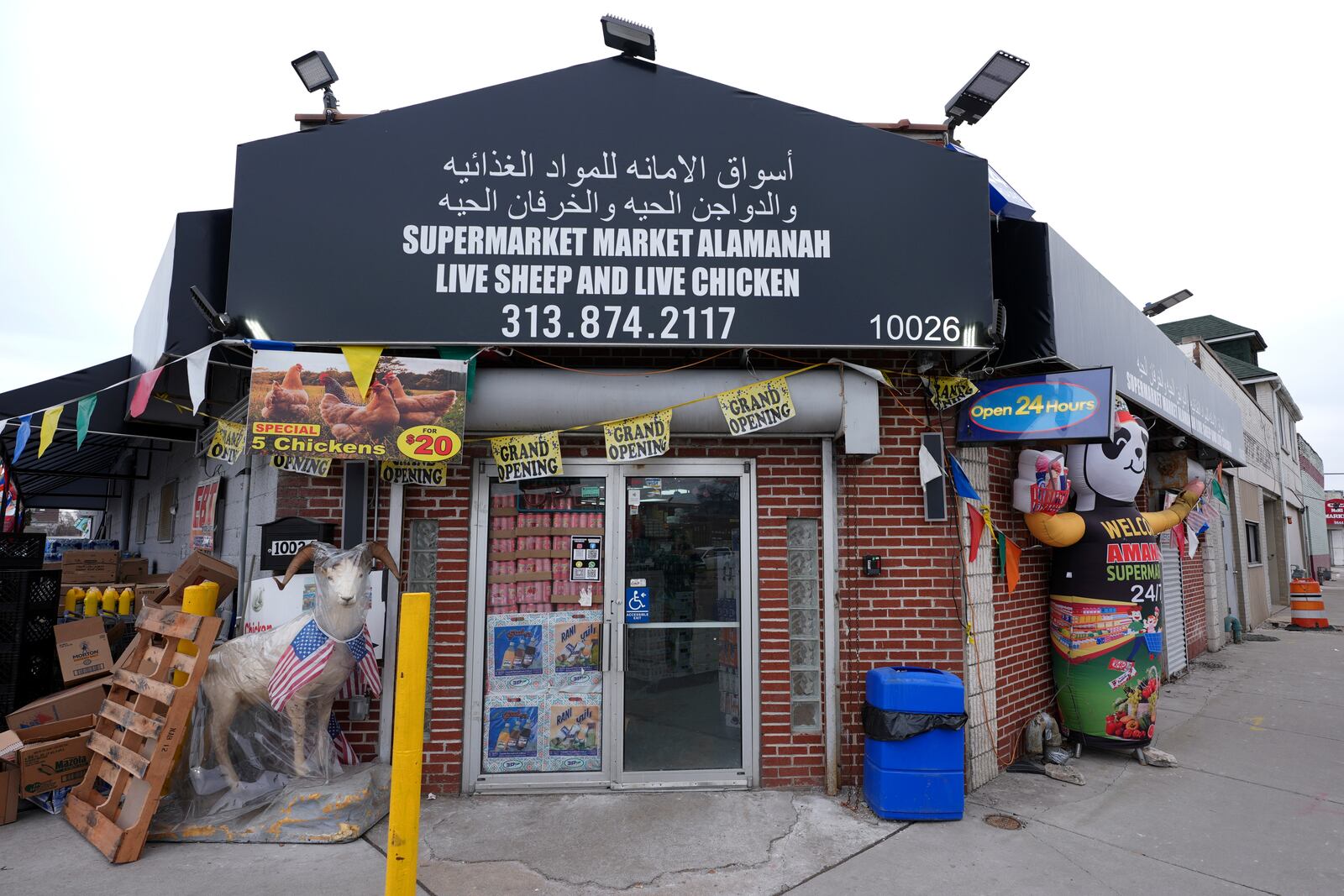 Alamanah Supermarket & Poultry is shown Wednesday, Feb. 5, 2025, in Hamtramck, Mich. (AP Photo/Paul Sancya)