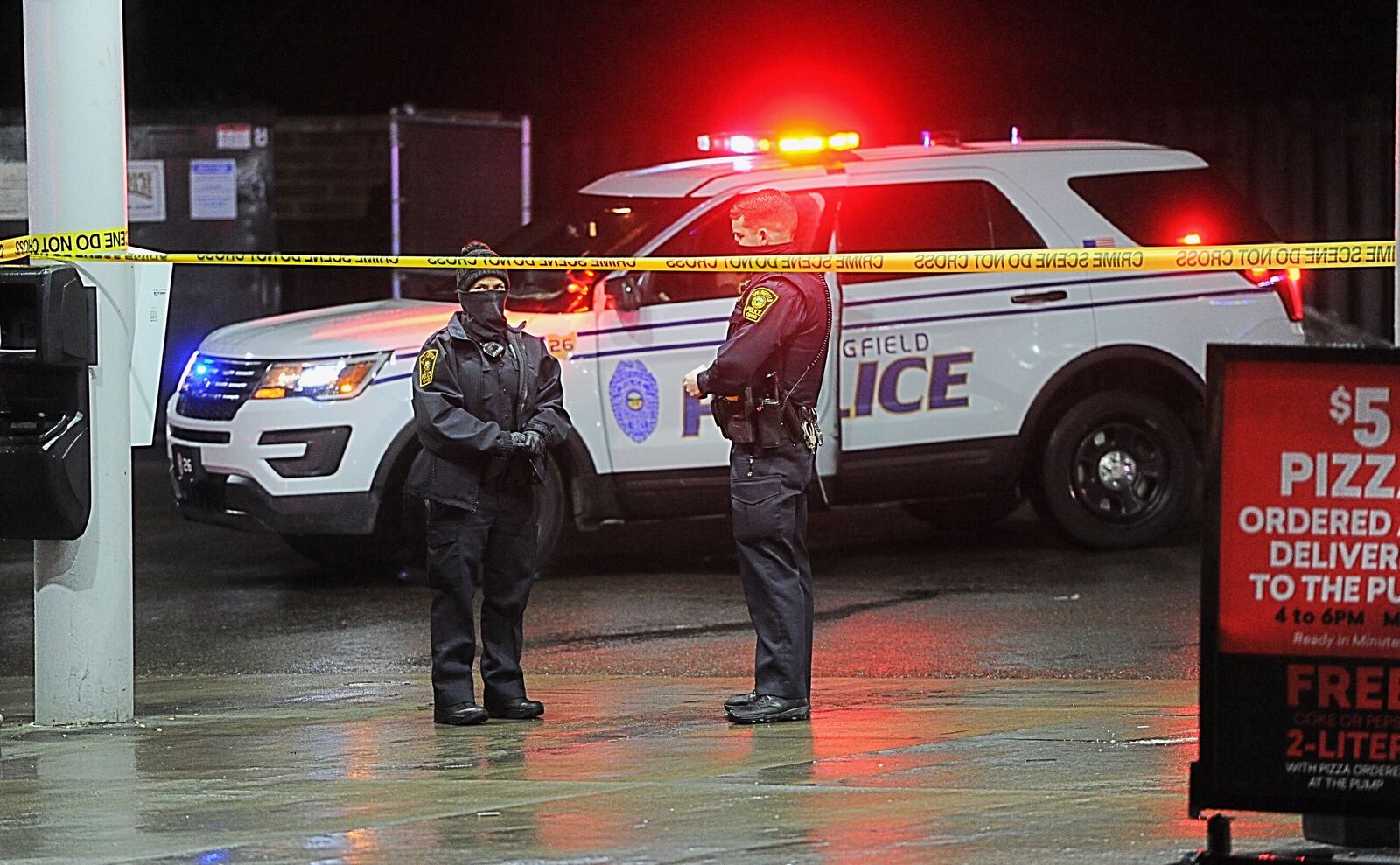 Springfield police investigate the scene of a fatal shooting at a Speedway gas station at the intersection of N. Limestone Street and E. McCreight Avenue.