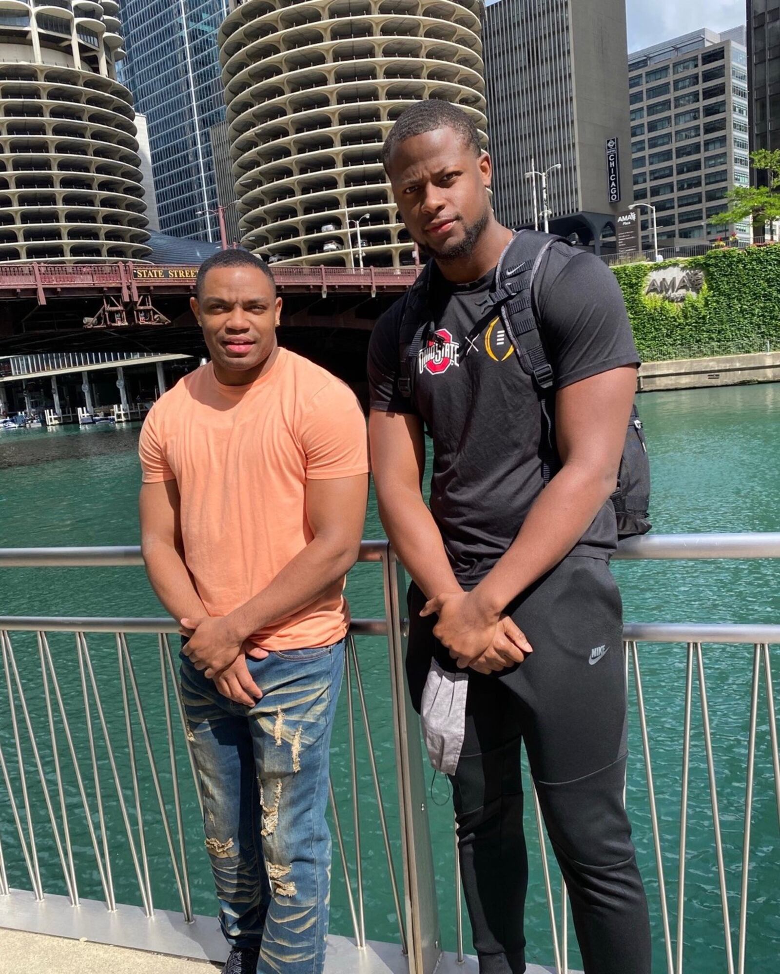 Ke’Von Huguely and best friend Derrick Malone, who was his teammate at Ohio State and is also from Dayton. Ke’Von and Derrick were college roommates and still live together in Columbus. CONTRIBUTED